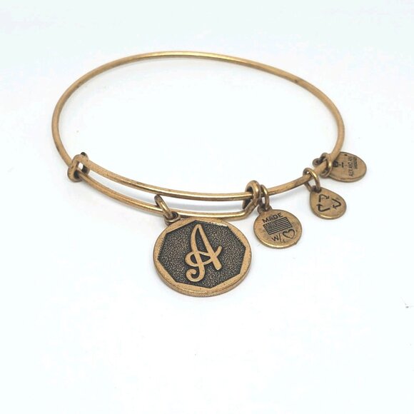 Alex & Ani Adjustable Bangle Gold Tone Charm Bracelet - Picture 1 of 5